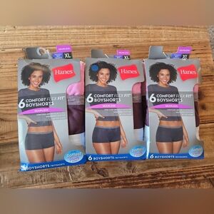 3 PACK BUNDLE Hanes Comfort Flex Seamless Boyshort Underwear 6 Pack Size XL New